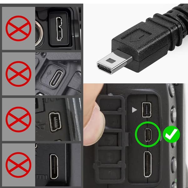 Mini 8-pin USB-kabel for Nikon Coolpix, UC-E6 dataoverføring og lading, 1,5 m, holdbar