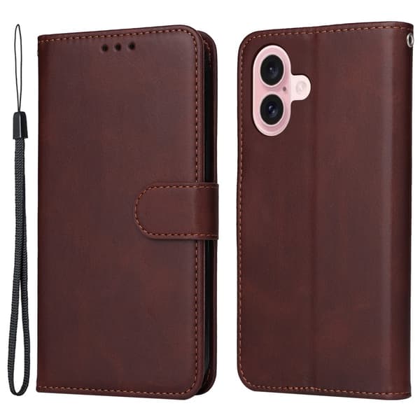 iPhone 16 PU læderpung etui - Flere farver Brown