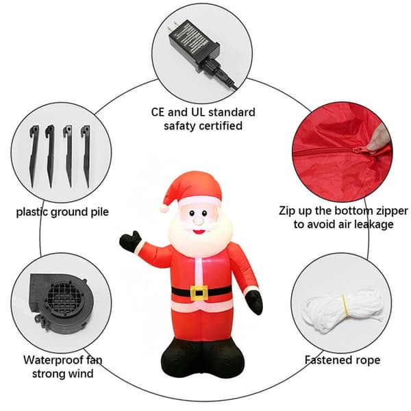 Oppustelig vinkende julemand, 1,2 m, julepynt til have og fest, polyester British regulations