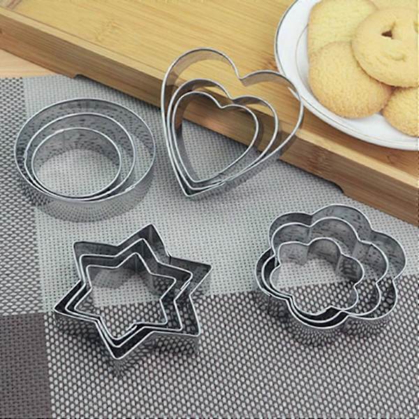 Bageforme Blomsterform Rustfrit Stål Æggeform Køkken Cookie DIY Forme Sæt Heart-shaped