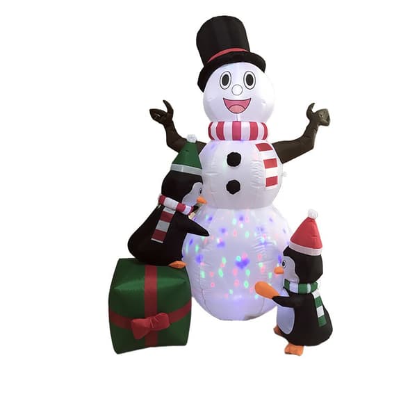 Oppblåsbar julepingvin og snømann, roterende LED-scenelys, hagedekorasjon Us regulations
