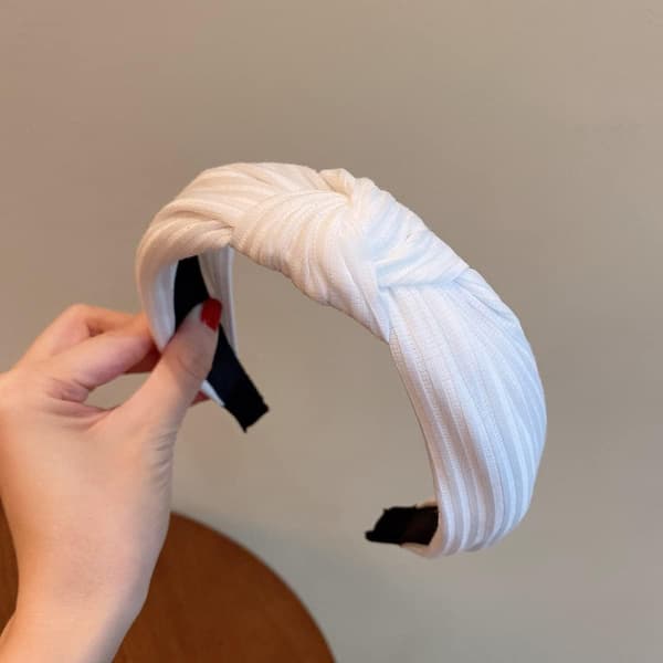 Sort Hårbånd 3 Styk Knyttede Hårbånd Bløde Elastiske Hårbånd Boho Hårbånd til Kvinder (Hvid, Sort, Rosa)