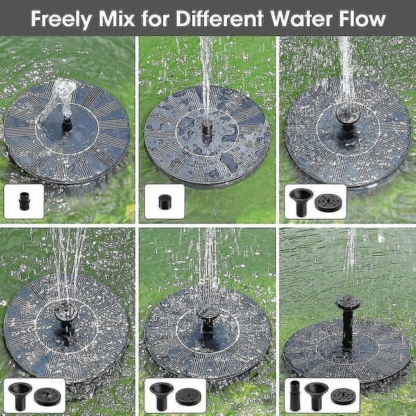 Solcellsfontän, 1.4W Solcellsvattenpump med 4 Effekter | Max 70 cm höjd solcellsvattenpump | Solcellsfontänpump