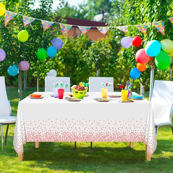 Festduker Plastduker Prikkete Konfetti Duk Rektangulær Festduk for Piknik, Babyshower, Bryllup, Bursdagsdekorasjon