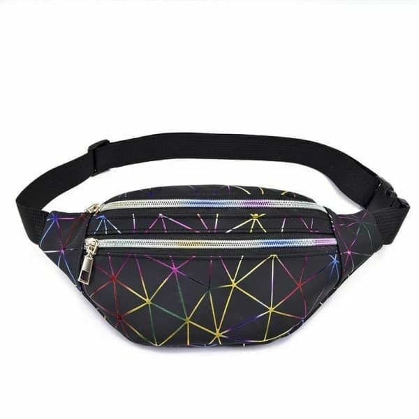 Fanny Pack med cool regnbue mønster Sort
