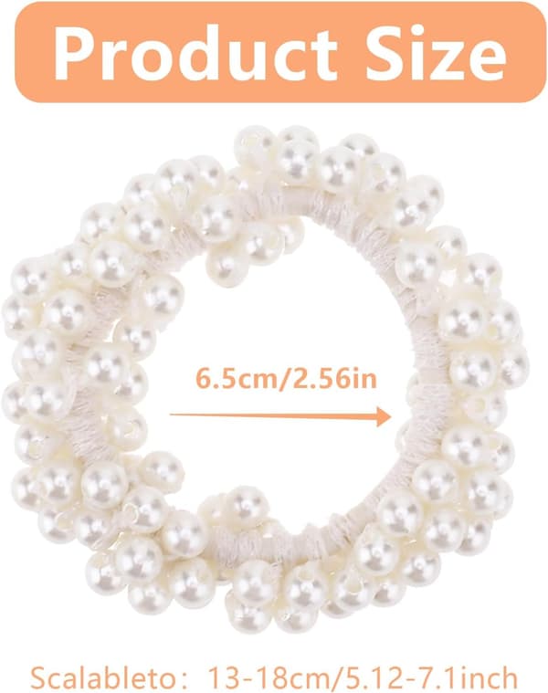 4 stk perle hårstrikker Hvit perle scrunchie Elastisk perle hestehaleholder Hårstrikker Hårtilbehør for kvinner og jenter