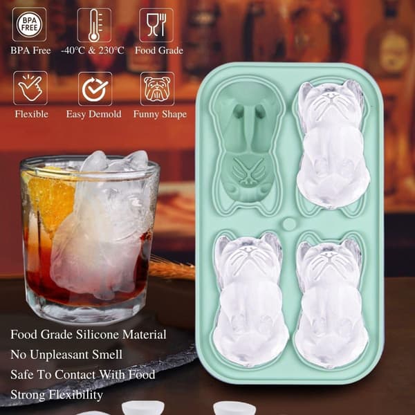 Isbitsformar i silikon med lock, nyhet isbitsform för whisky, cocktail, öl - 3D roliga isformar för frys, drycker