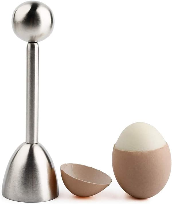 2 stk. eggtopper eggeskallkutter i rustfritt stål eggknekkeråpner for hardkokte og bløtkokte egg