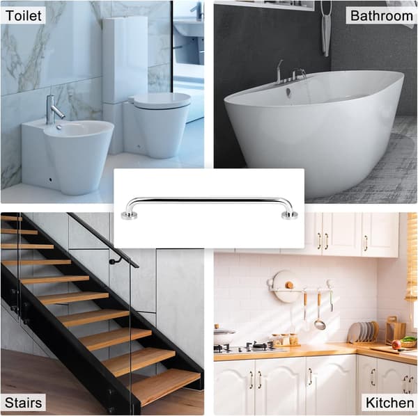 Badeværelse sikkerhedsgreb, rustfrit stål (2-pak) Brusegreb sikkerhedsgreb til badekar, bruser, toilet, 60 cm