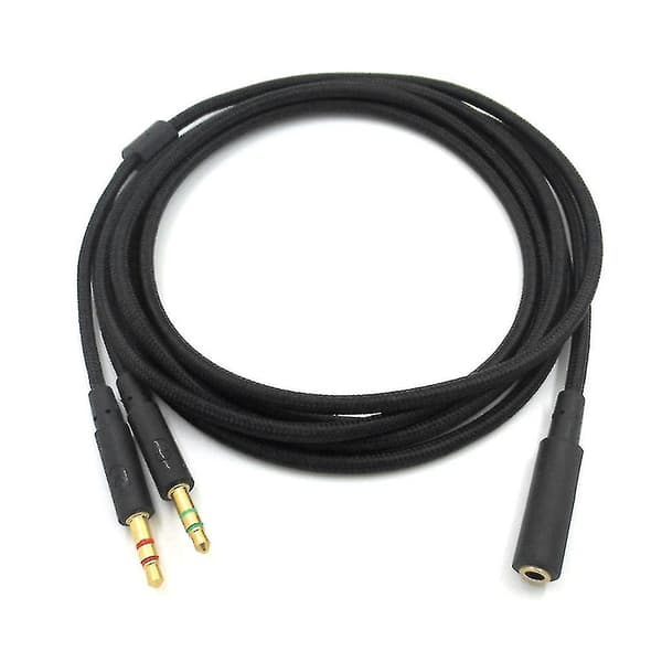 2020 Ny erstatning 3,5 mm universel 2-i-1 gaming headset lydforlængerkabel til Hyperx Cloud Ii/alpha/cloud Flight/core