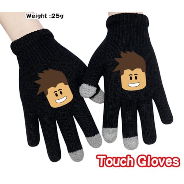 Roblox Svarta Stickade Vantar Med Touch-Funktion Touch Vante Svart Modell 2
