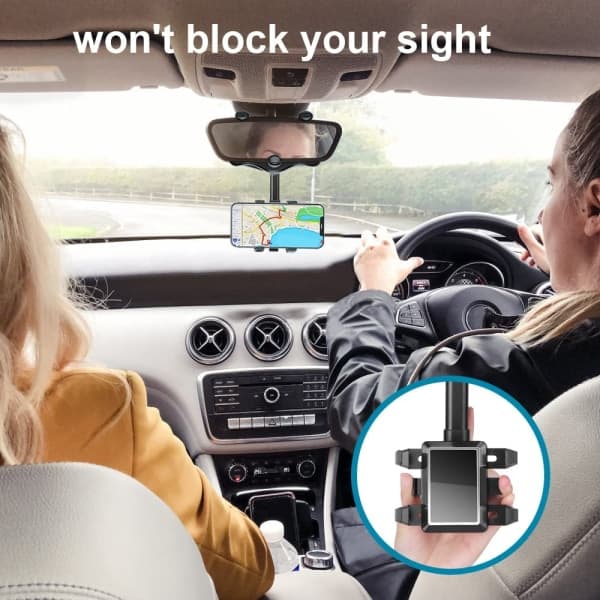 Backspegel Telefonhållare för bil, 360° roterbar och infällbar