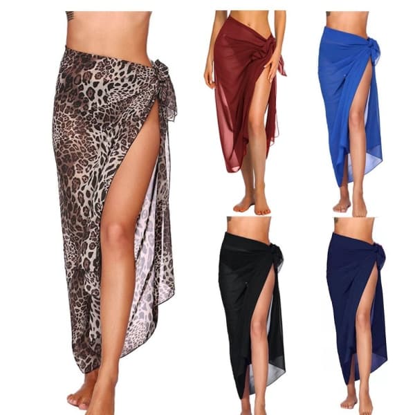 Lang Sarong-kjole for kvinner Chiffon Strand Wrap LEOPARD TRYKK leopard trykk