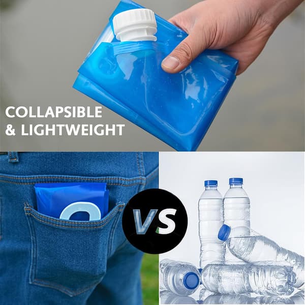 2-pack 10L+5L hopfällbar dricksvattenbehållare för camping, vandring, picknick, grill (blå)