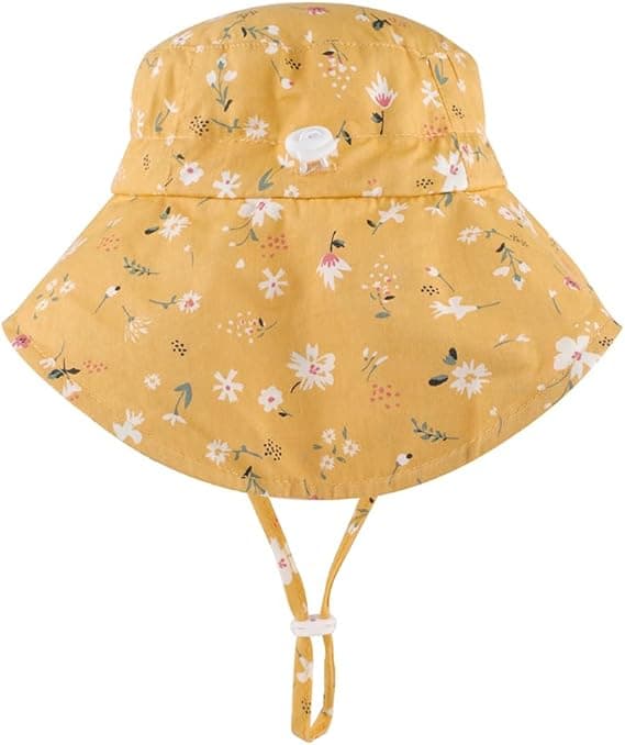 Solhatt i bomull UPF 50+ för småbarn och barn, solhatt med nackskydd och justerbar hakrem (2-pack)