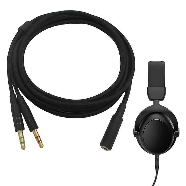 2020 Ny erstatning 3,5 mm universell 2-i-1 gaming headset lydforlengelseskabel for Hyperx Cloud Ii/alpha/Cloud Flight/Core