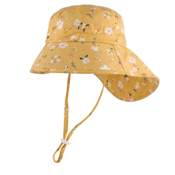 Solhatt i bomull UPF 50+ för småbarn och barn, solhatt med nackskydd och justerbar hakrem (2-pack)