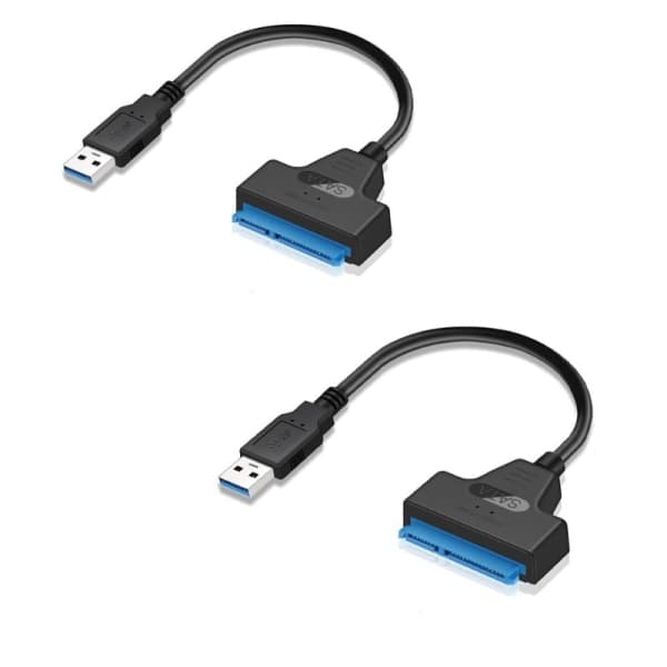 2x USB 3.0 till SATA III, SATA USB 3.0 drivenhetskabel för 2,5\" SSD/HD