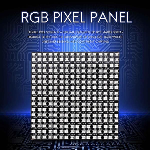 Ws2812b Led Rgb Fleksibelt Pixelpanel 16x16 Individuelt Adresserbart