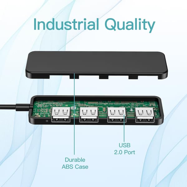 USB-hub, 4-ports USB 2.0-hub ultratynd bærbar USB-splitter til iMac Pro, MacBook Air, Mac Mini Pro, Surface Pro, Notebook PC, bærbar computer, USB-flash