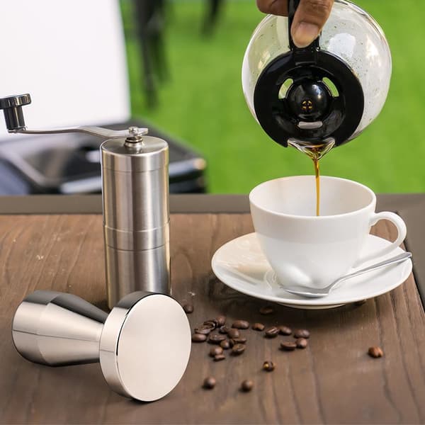 Kaffetamper 51mm, Espressokaffetamper, Espressotamper i rostfritt stål, Silverfärgad Tamper Kaffebutikstillbehör - Silver