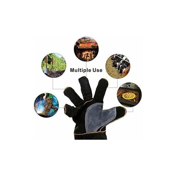 Extrema eld- och värmebeständiga handskar, läder med Kevlar-sömmar, perfekta för eldstäder, kaminer, ugnar, grillar. 16