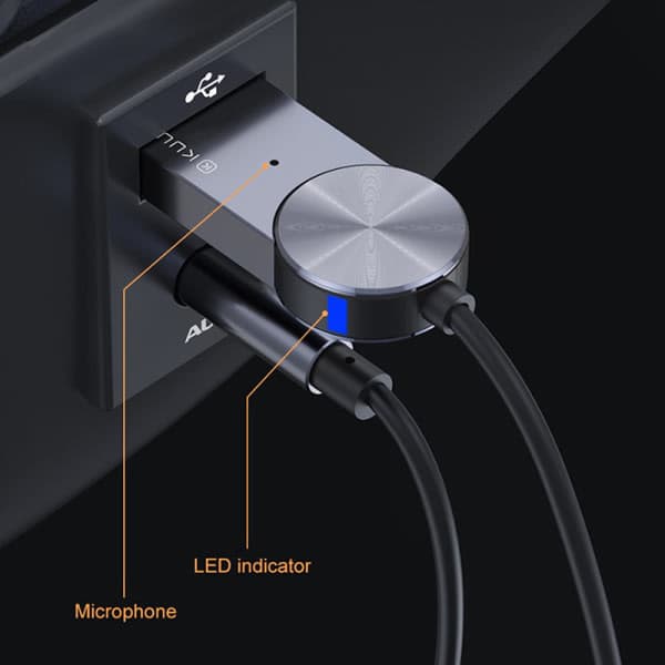 Aux Bluetooth Adapter Dongle Kabel Til Bil 3,5 Mm Jack