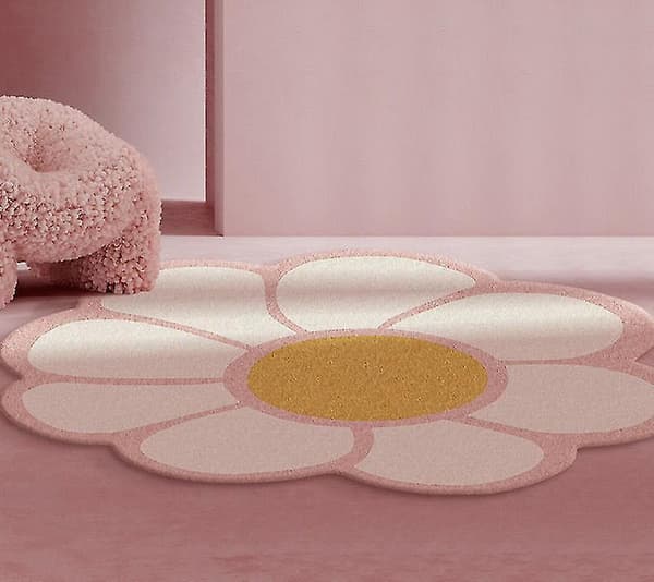 Blomst Rundt Teppe, Barnerom Gulvmatte, Sengside Plysj Teppe