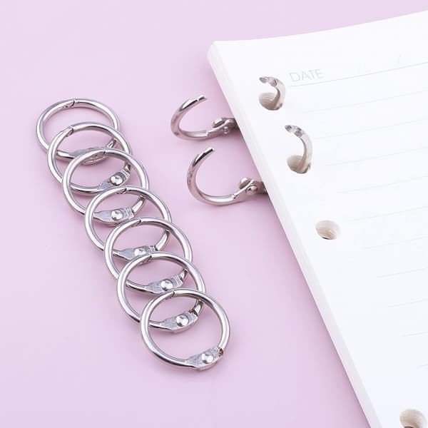 100 stk. ringbindsringe, løsbladede ringbindsringe, bogringe, metalbindringe til papirer, flashcards, indekskort, ringbind, kontor, skole, hjem