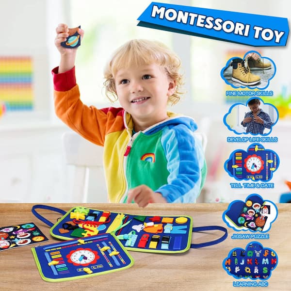 Montessori Leksaker Sysselsättningsbräda Sinnesutvecklingsbräda