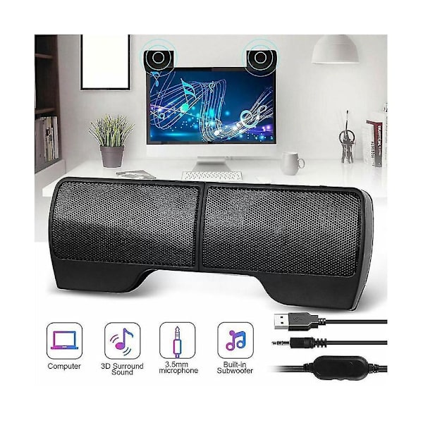 Mini bærbar USB stereo højttaler controller soundbar til bærbar computer