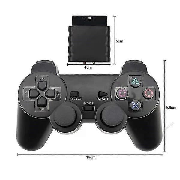 Til Sony PS2 Trådløs 2.4GHz Dual Vibration Kontrol Controller Gennemsigtig Sort