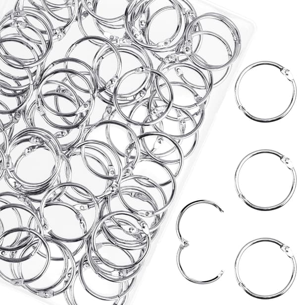 100 stk. ringbindsringe, løsbladede ringbindsringe, bogringe, metalbindringe til papirer, flashcards, indekskort, ringbind, kontor, skole, hjem
