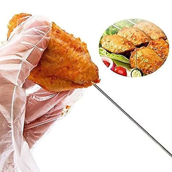 Grillspyd i rustfritt stål for grilling med treskaft