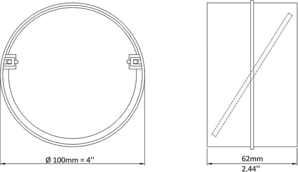 100 mm forbindelse med kontraventil rund