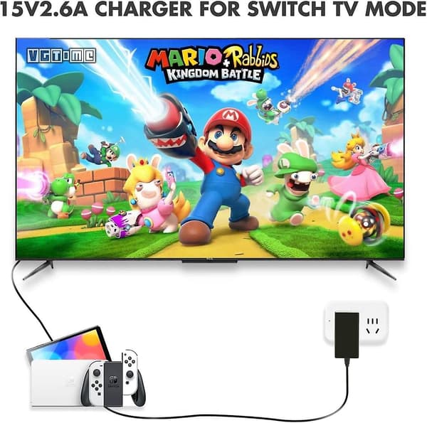 Laddare för Nintendo Switch och Switch Lite och Switch Oled, stödjer Nintendo Switch TV-dockningsläge AC-strömadapter, typ C-laddningskabel för Sw