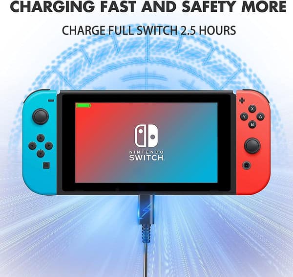 Laddare för Nintendo Switch och Switch Lite och Switch Oled, stödjer Nintendo Switch TV-dockningsläge AC-strömadapter, typ C-laddningskabel för Sw