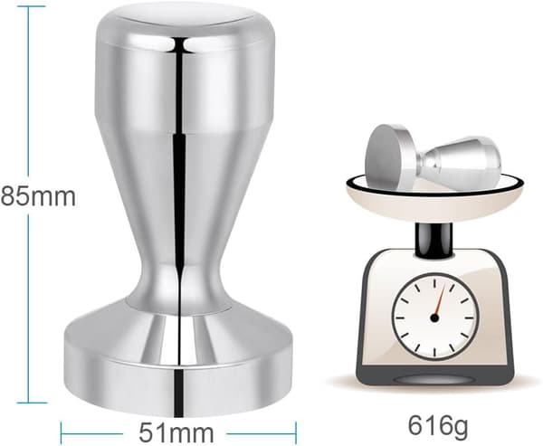 Kaffetamper 51mm, Espressokaffetamper, Espressotamper i rostfritt stål, Silverfärgad Tamper Kaffebutikstillbehör - Silver