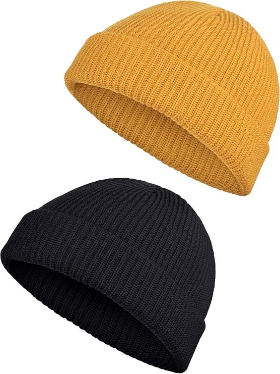 2 delar Vinter Kort Fiskarmössa Trawler Beanie Watch Hat Edge Skullcap för män