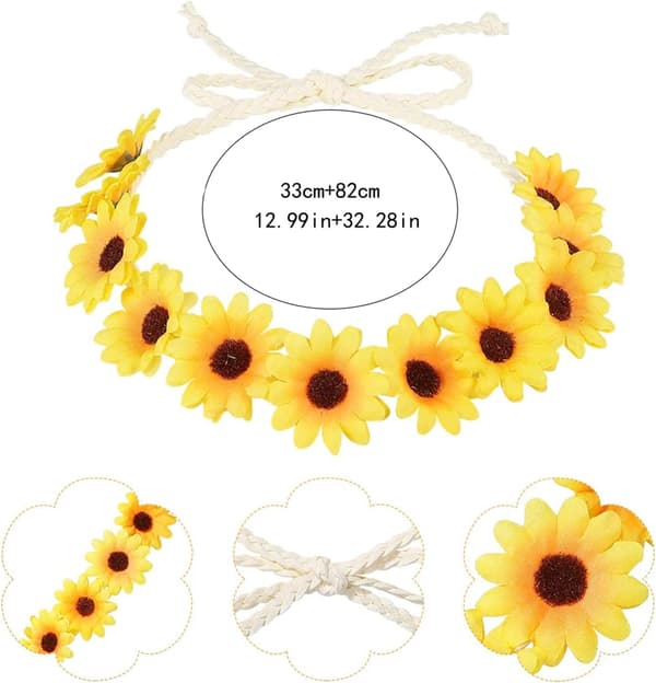 2 stk. hvit og gul tusenfryd blomsterhodebånd krone Boho blomsterhodebånd blomsterhårkrans Boho hodeplagg