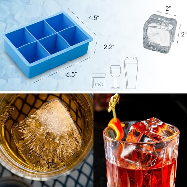 Stor isbitsform med lock, spillsäker, enkel att släppa 2 tums stora isbitsformar för drycker, blå 1-pack