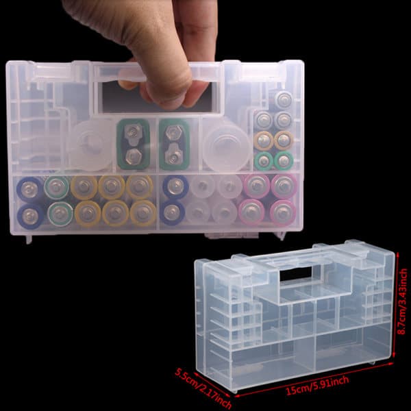 Plastbatteriboks oppbevaringspose Etui Organizer for AA AAA C en størrelse