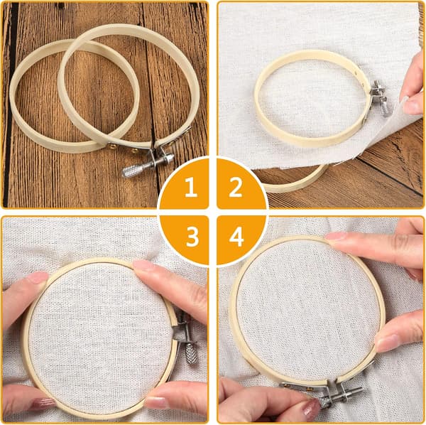 12 delar broderibågar set bulk bambu cirkel korsstygn båge för sömnad och dekoration