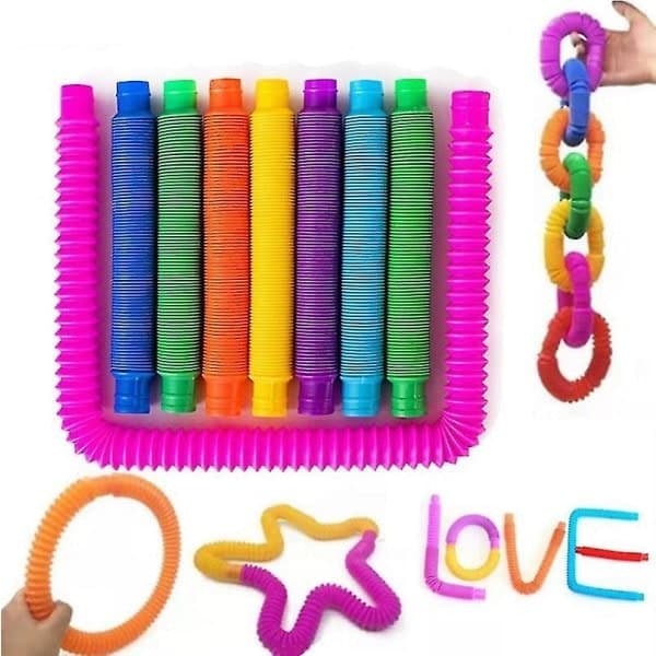 6 stk. Fidget Pop Tube Stræk Rør Legetøj