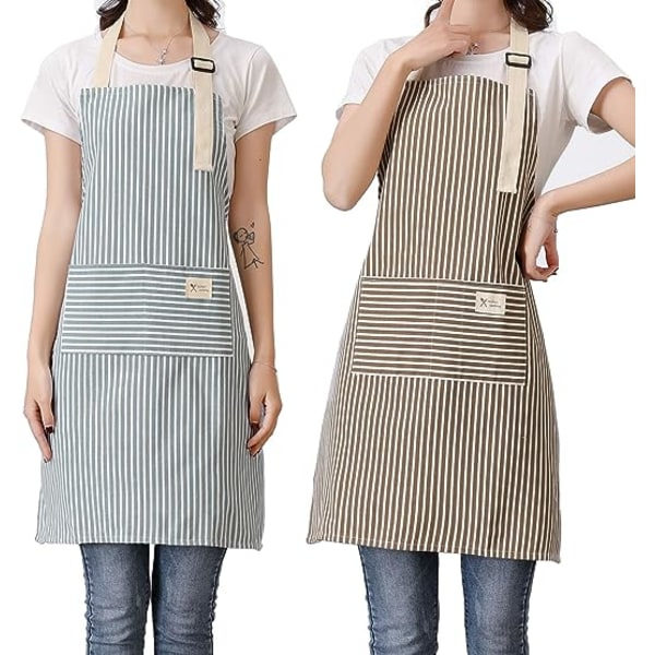Förkläde, 2-pack köksförkläden, justerbart bib-kockförkläde med