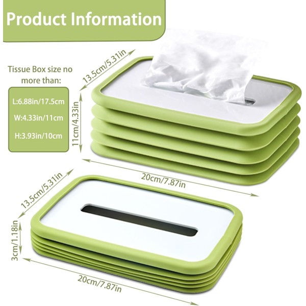 Silikone foldbar tissueboks-holder - Rektangulær, lang dekorativ rektangulær tissue-dispenser til badeværelse og bil