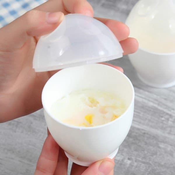 2 stk Mikrobølgeovn Eggkoker Mini e Damp Eggkopp Dampet Verktøy