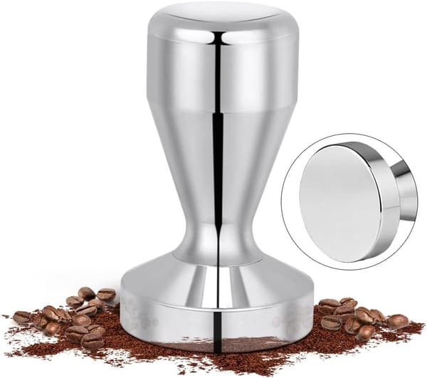 Kaffetamper 51mm, Espressokaffetamper, Espressotamper i rostfritt stål, Silverfärgad Tamper Kaffebutikstillbehör - Silver