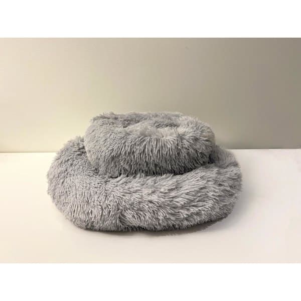 Rund mjuk fluffig hundsäng kattsäng Ljusgrå 60 cm