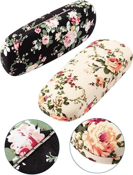2-delt brilleetui hardt etui for kvinner floral stoff po